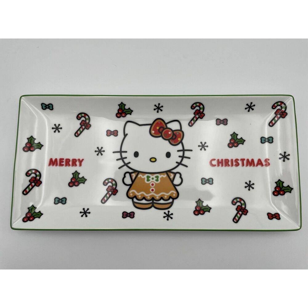 Zrike Brands Hello Kitty Merry Christmas Ceramic Serving Plate 13.5"x 6.5" NEW